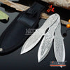 Image of 3 Colors 3PC 6.5" Ninja Kunai  Etched Dragon Flames Military Tactical Throwing Knife Set with Sheath Hunting Combat