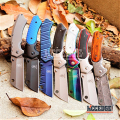 CAMPING HUNTING Assisted Open Pocket Folding Knife BUCKSHOT CLEAVER RAZOR Blade