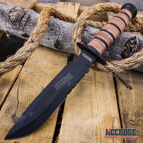 12" MILITARY USMC Tactical Fixed Blade Hunting Knife w/ Comfortable Grip