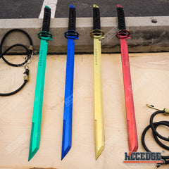 27" Ninja Sword Full Tang Machete Musashi Style Tsuba Technicolor TANTO Tactical