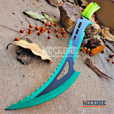 24" Technicolor BIOHAZARD NINJA SWORD Full Tang Machete ZOMBIE SLASHER SAW TEETH