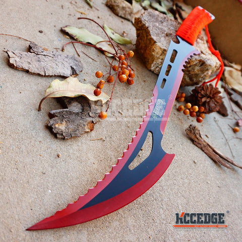 24" Technicolor BIOHAZARD NINJA SWORD Full Tang Machete ZOMBIE SLASHER SAW TEETH