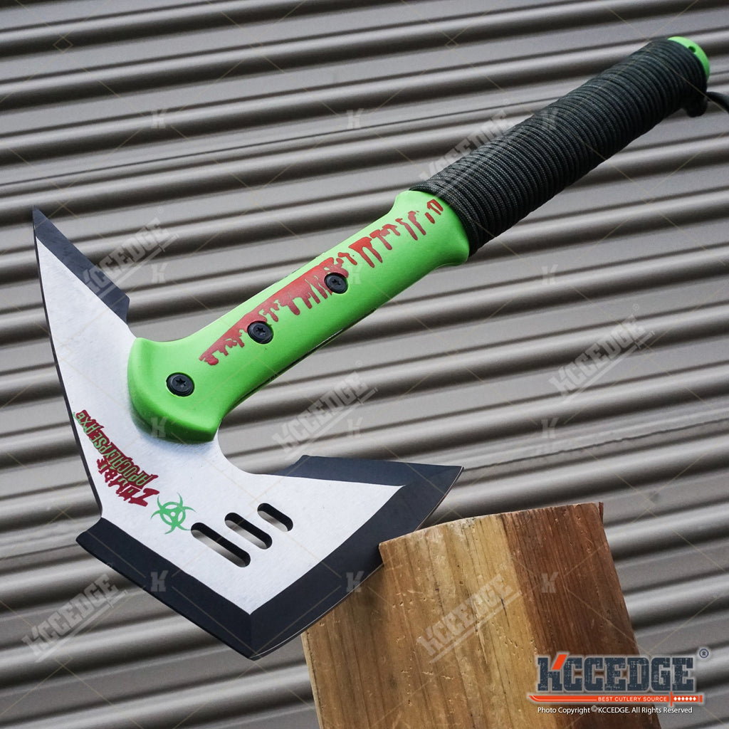 Meat Bag Killer Heavy Duty Throwing Axe Green Fire Breaker