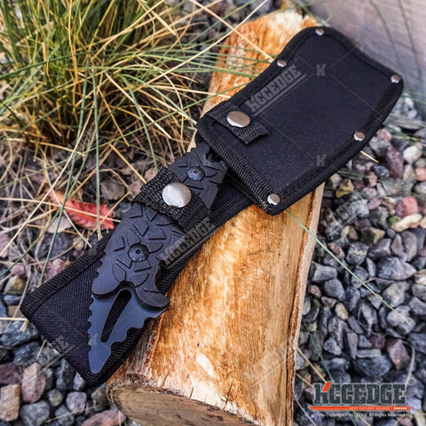11.5" CAMPING HUNT SURVIVAL Wartech Fixed Blade CLEAVER Serrated Back w/ Sheath
