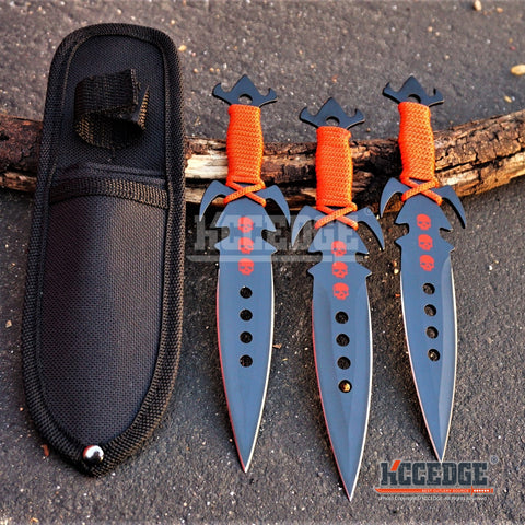 3Pc 7.5 Ninja Tactical Combat Kunai Throwing Knife Set W/Sheath GREEN  Hunting - MEGAKNIFE