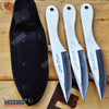 Image of 3PC 6.5" JACK RIPPER CHROME Sharp Point NINJA THROWING KNIVES w/Sheath OUTDOOR