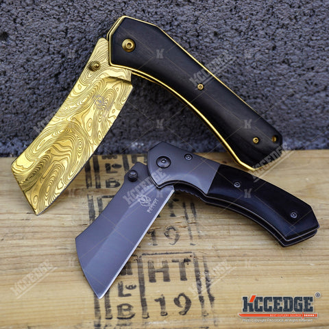 2PC BUCKSHOT COMBO 8" CLEAVER STYLE POCKET KNIFE + 6.5" MINI CLEAVER POCKET KNIF
