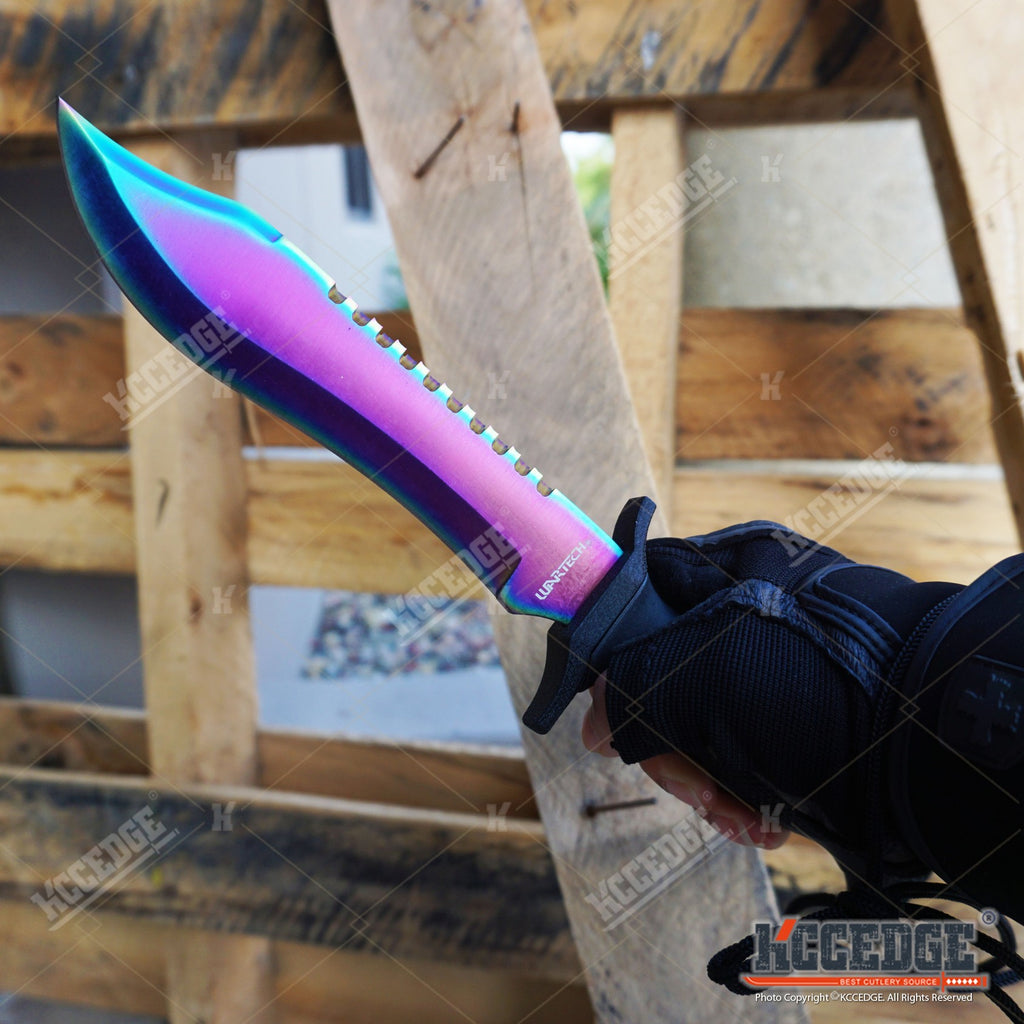 11 CSGO Tactical Hunting Tracker FIXED Blade Survival Bowie Knife RAINBOW  FADE