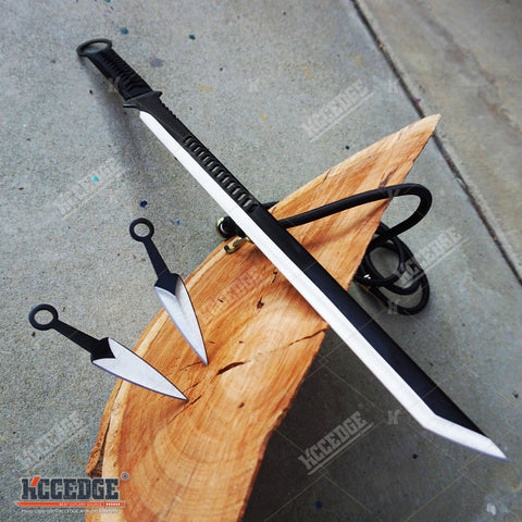 27 NINJA SWORD TANTO Machete + 2 Knife Full Tang Tactical Blade Katana