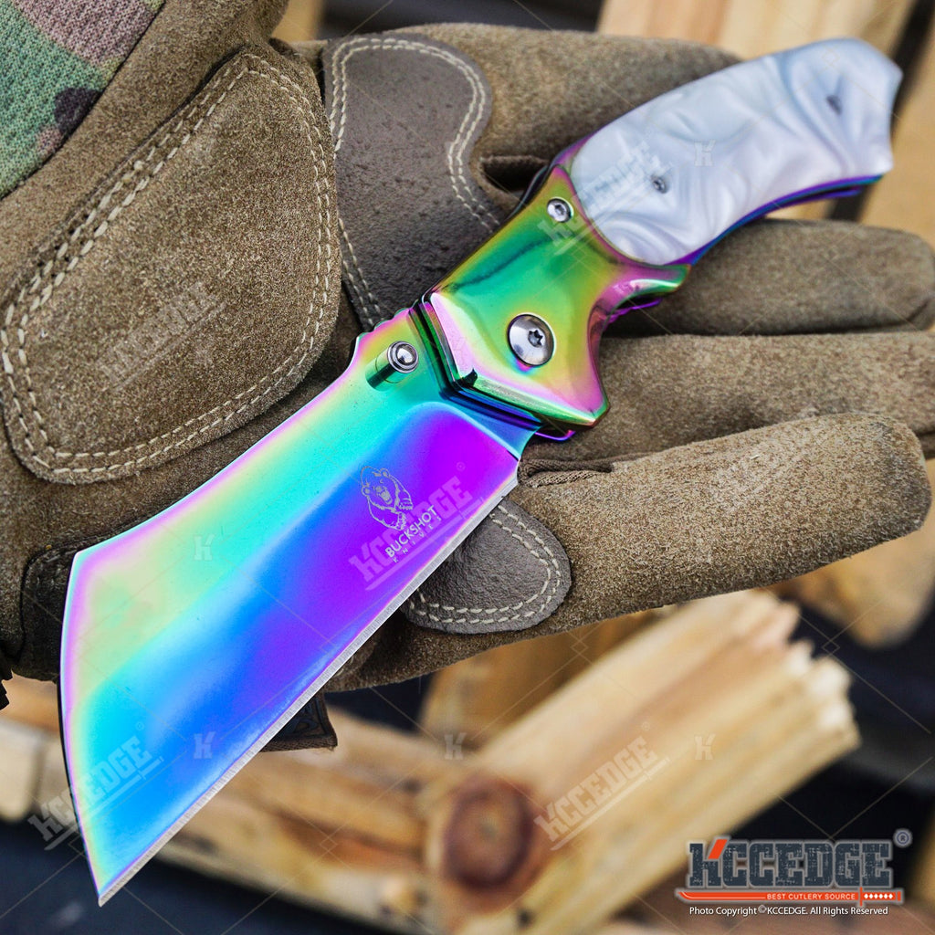 2PC COMBO HUNTERS KNIFE SET RAINBOW WRENCH KNIFE + CLEAVER RAZOR