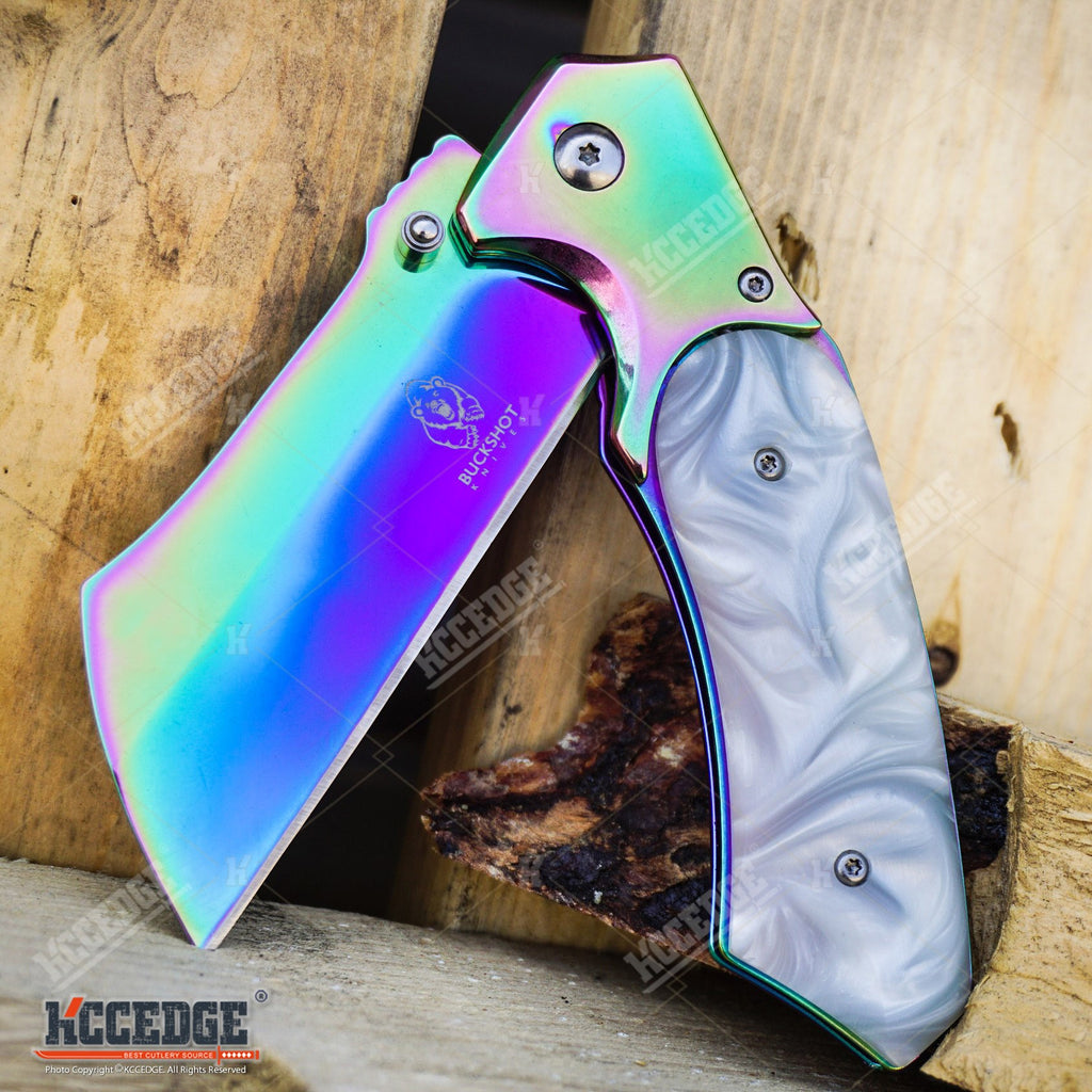 2PC COMBO HUNTERS KNIFE SET RAINBOW WRENCH KNIFE + CLEAVER RAZOR