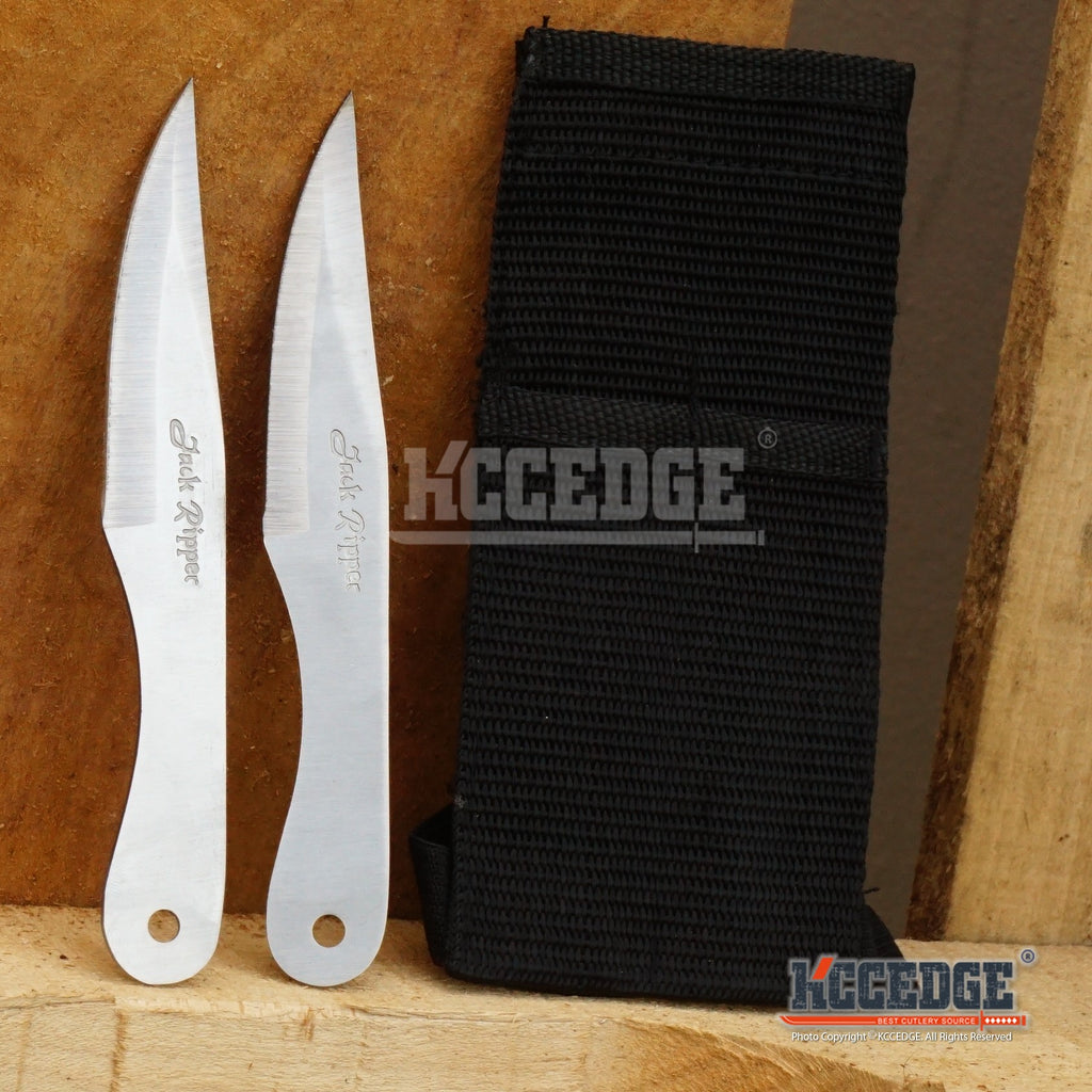 6pc SET Kunai 5.5 SPIDER Throwing Knives NINJA Black DAGGER Hunting W/  Case