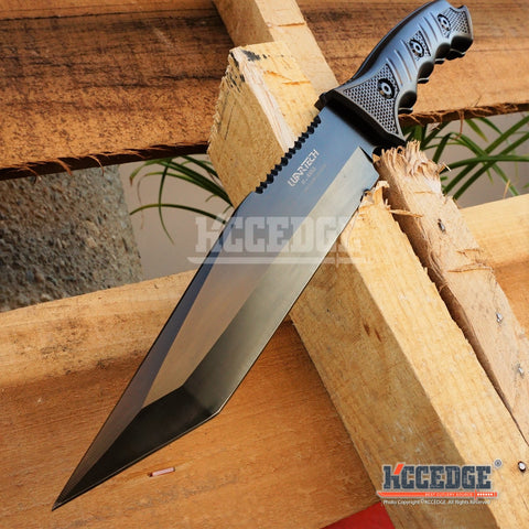 3 Colors 13.5" WARTECH RAMBO KNIFE Tactical Combat Bowie Fixed Blade w/ Backside Serrated TANTO BLADE + Sheath