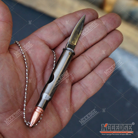 5" METAL BULLET Knife Charm Necklace