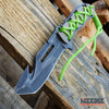 Image of 4 Types 9" MILSPEC BIO COMBAT Survival Stonewash FIXED BLADE KNIFE Neon Green Paracord Wrapped G-10 Handle Hunting