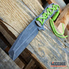 Image of 4 Types 9" MILSPEC BIO COMBAT Survival Stonewash FIXED BLADE KNIFE Neon Green Paracord Wrapped G-10 Handle Hunting