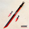 Image of USA SELLER 27" Ninja Sword TANTO BLADE Machete w/ 2 Throwing Knife Full Tang Tactical Blade Black Katana