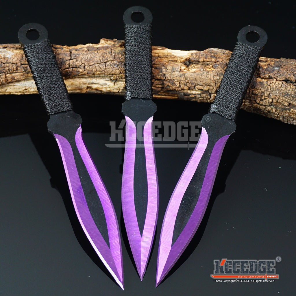 7.5 Ninja Assassin Kunai Black Throwing Knife Set w/ Sheath TK-017-3B