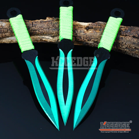 Ninja Throwing Knife Set of 3 Skulls Design Red, Orange, Green - Edge Import