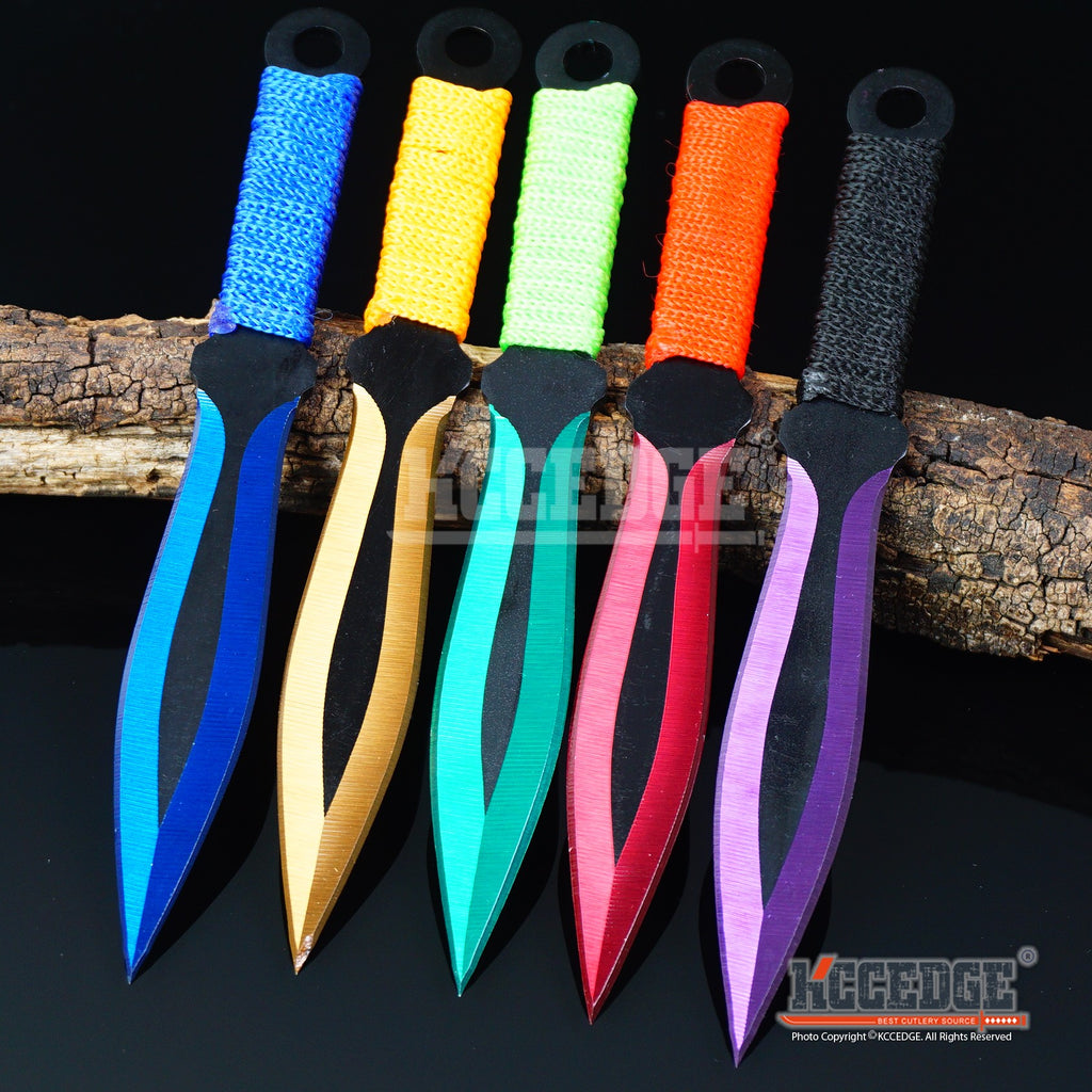 3PC 6.5 Ninja Tactical Skull CROSS Combat Ninjutsu Kunai Throwing Knife Set  NEW