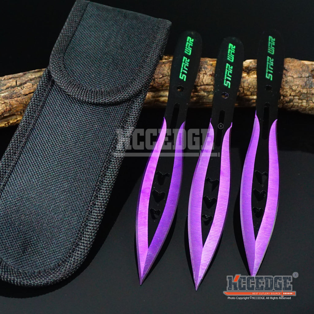 3 PC MINI NINJA 4.75 METAL THROWING KNIVES SET w/ SHEATH Kunai