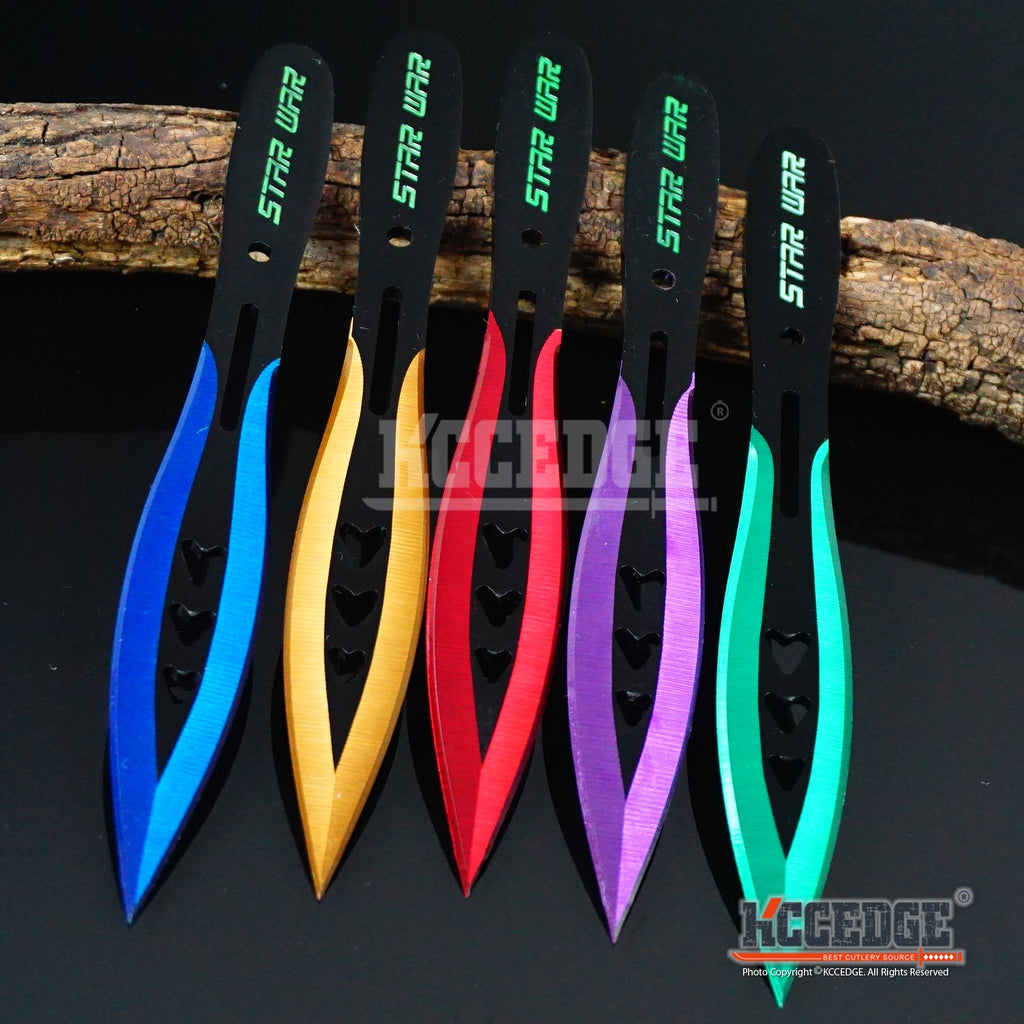 3 PC MINI NINJA 4.75 METAL THROWING KNIVES SET w/ SHEATH Kunai Combat  Tactical