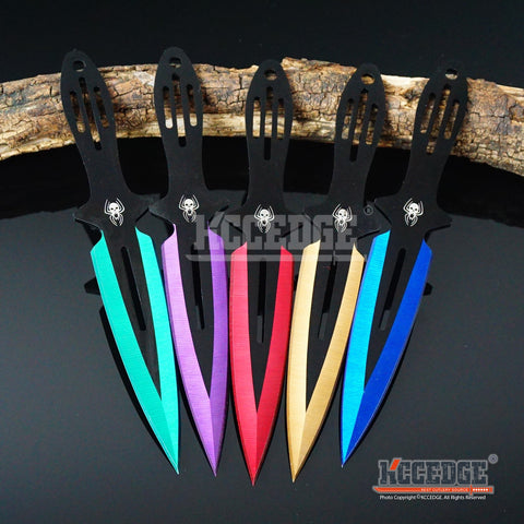 6PC 6.5 Black Widow Assorted Technicolor Ninja Throwing Knife Set +Sh –  KCCEDGE