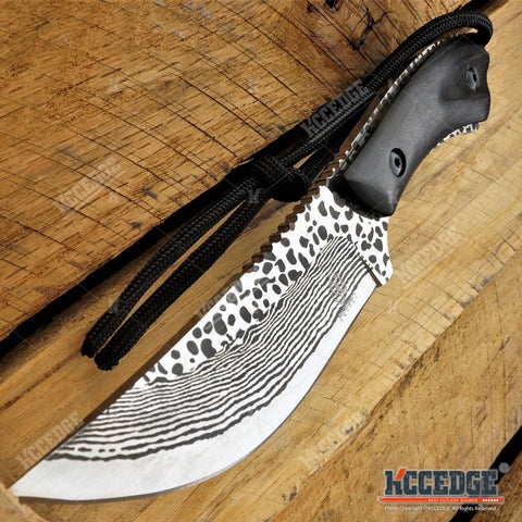 7.5" TACTICAL DAMASK ETCHED FIXED BLADE Survival Hunting Knife
