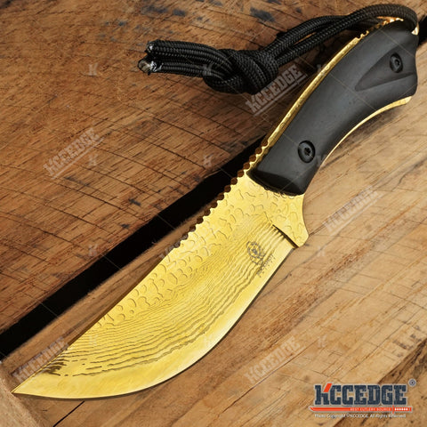 7.5" TACTICAL DAMASK ETCHED FIXED BLADE Survival Hunting Knife