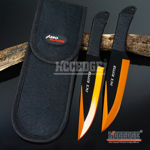 2PC 9" Jack Ripper High Impact Throwing Knife Set with Sheath Ninja Kunai Combat Technicolor Sharp Throwers Outdoor Throwing 5 COLORS TO CHOOSE