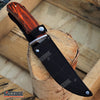 Image of 10" FULL TANG HUNTING KNIFE Wooden Handle SURVIVAL BOWIE STYLE w/ Sheath