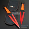 Image of 2PC 9" SUPER SHARP TIP BLADE Throwing Knife Set Double Edged Blade w/Sheath Tactical Technicolor Outdoor Throwers Cord Wrapped Handles w/ Finger Hole