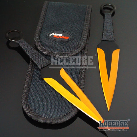 2PC 9" SUPER SHARP TIP BLADE Throwing Knife Set Double Edged Blade w/Sheath Tactical Technicolor Outdoor Throwers Cord Wrapped Handles w/ Finger Hole