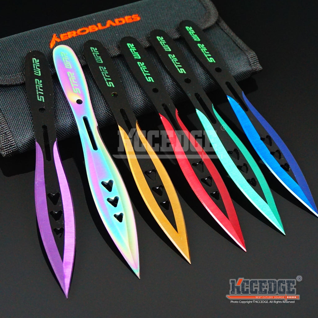 6PC 6.75 STAR WAR Super Sharp Assorted Technicolor Throwing Knife