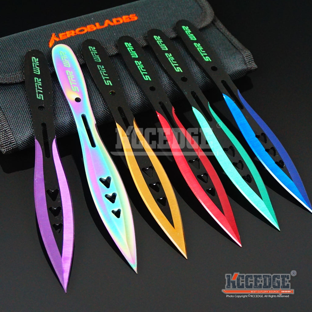 3 COLOR 3PC 7.25 TACTICAL RESCUE Knife SET NINJA KUNAI Hunting +Sheath