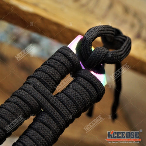 8" FIXED BLADE OUTDOOR THROWING AXE Tactical Battle Hatchet Hunting Survival Axe W/ Paracord Wrapped Handle