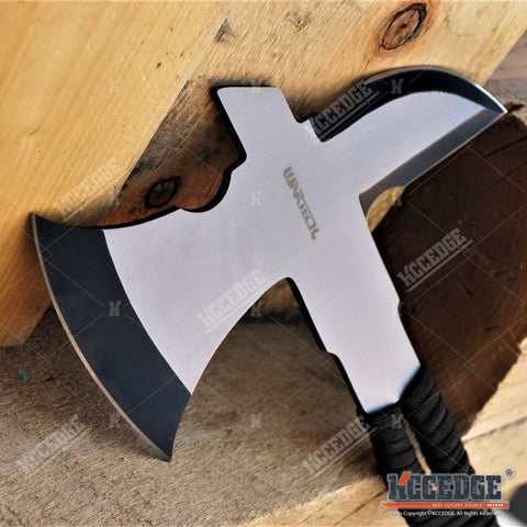 8" FIXED BLADE OUTDOOR THROWING AXE Tactical Battle Hatchet Hunting Survival Axe W/ Paracord Wrapped Handle
