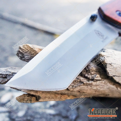 3PC COMBO SET Outdoor Survival Assisted Open 8" Pocket Folding Knife BUCKSHOT CLEAVER SHAVER STYLE Blade