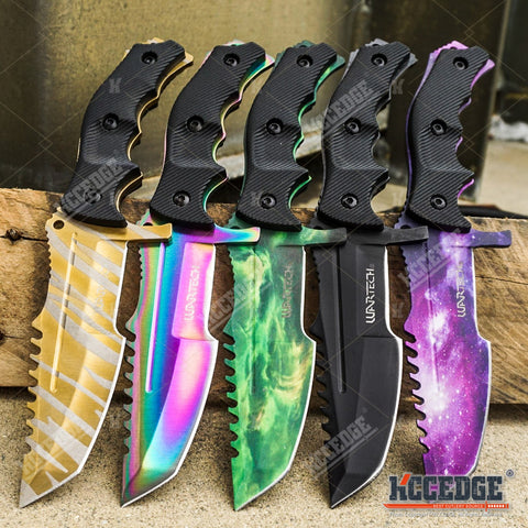 WarTech EDC Pocket Knife Fixed Blade 3PC Camping Accessories Combo Set  BUCKSHOT KNIVES 7.5 GALAXY CS GO KARAMBIT KNIFE + 6.5