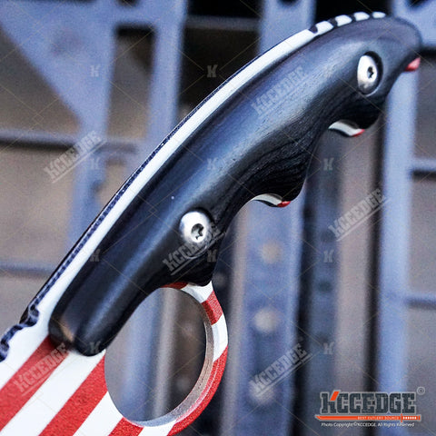 Little Cleaver Combo 2PC Mini 6.5" Pocket Knife + FIXED US Flag 8" CLEAVER