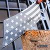 Image of 2PC COMBO Chrome American Flag FIXED CLEAVER + Damascus Etched SHAVER CLEAVER