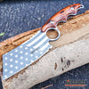 Image of 2PC CLEAVER Chrome American Flag FIXED Knife + BUCKSHOT Damascus Etched CLEAVER