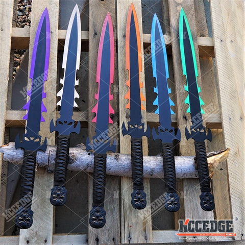 28.5" DARK DEMON SWORD Technicolor KATANA DUAL BLADE Japanese Throwing Knife