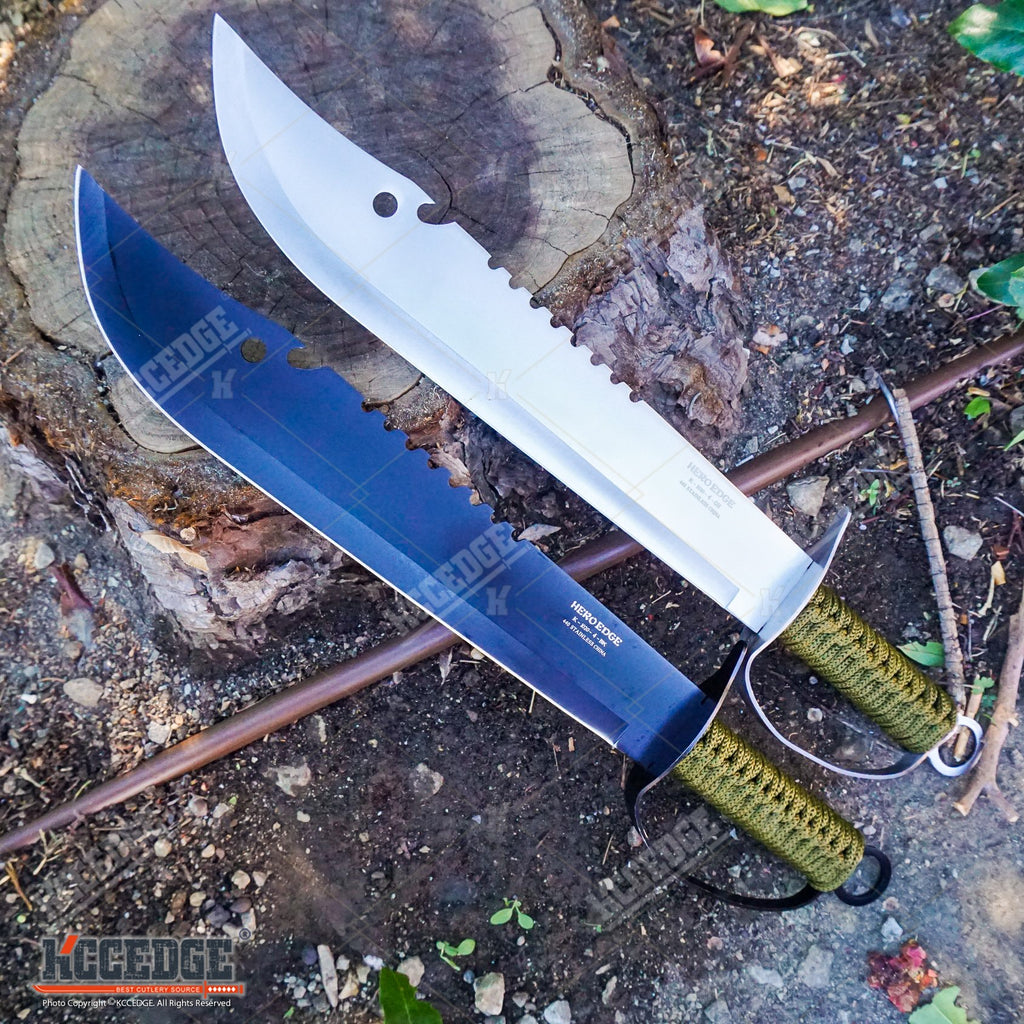 24 Hunting Survival Sawback Military Full Tang Machete Fixed Blade Knife