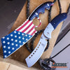 Image of 2PC Patriotic American Flag FIXED CLEAVER + Black SHAVER STYLE CLEAVER