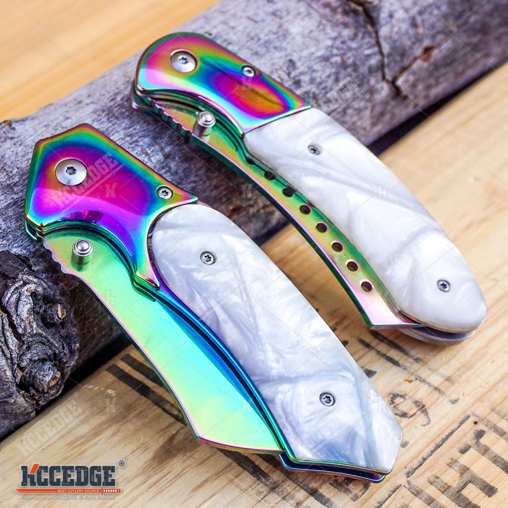 2PC COMBO HUNTERS KNIFE SET RAINBOW WRENCH KNIFE + CLEAVER RAZOR