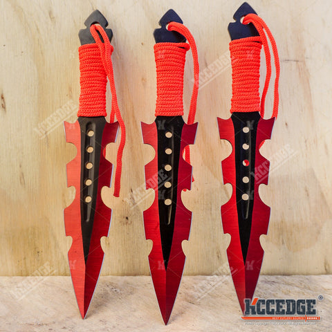 3PC 7.5" NINJA COMBAT Throwing Knife Set with Sheath