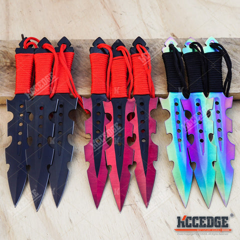 3PC 8 Rainbow Tactical Ninja Combat Kunai Throwing Knife Set Hunting -  MEGAKNIFE