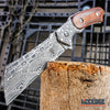 Image of 2PC Etched Damascus Cleaver Set FIXED Cleaver + Mini Folding Pocket Cleaver