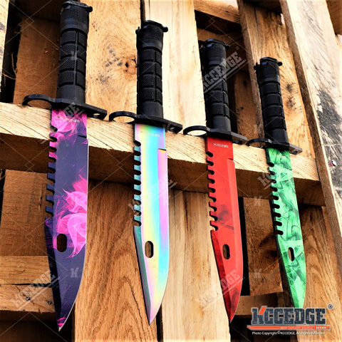 4PC SET CSGO Tactical Fixed Blade Hunting Bayonet Bowie Military Combat Knife